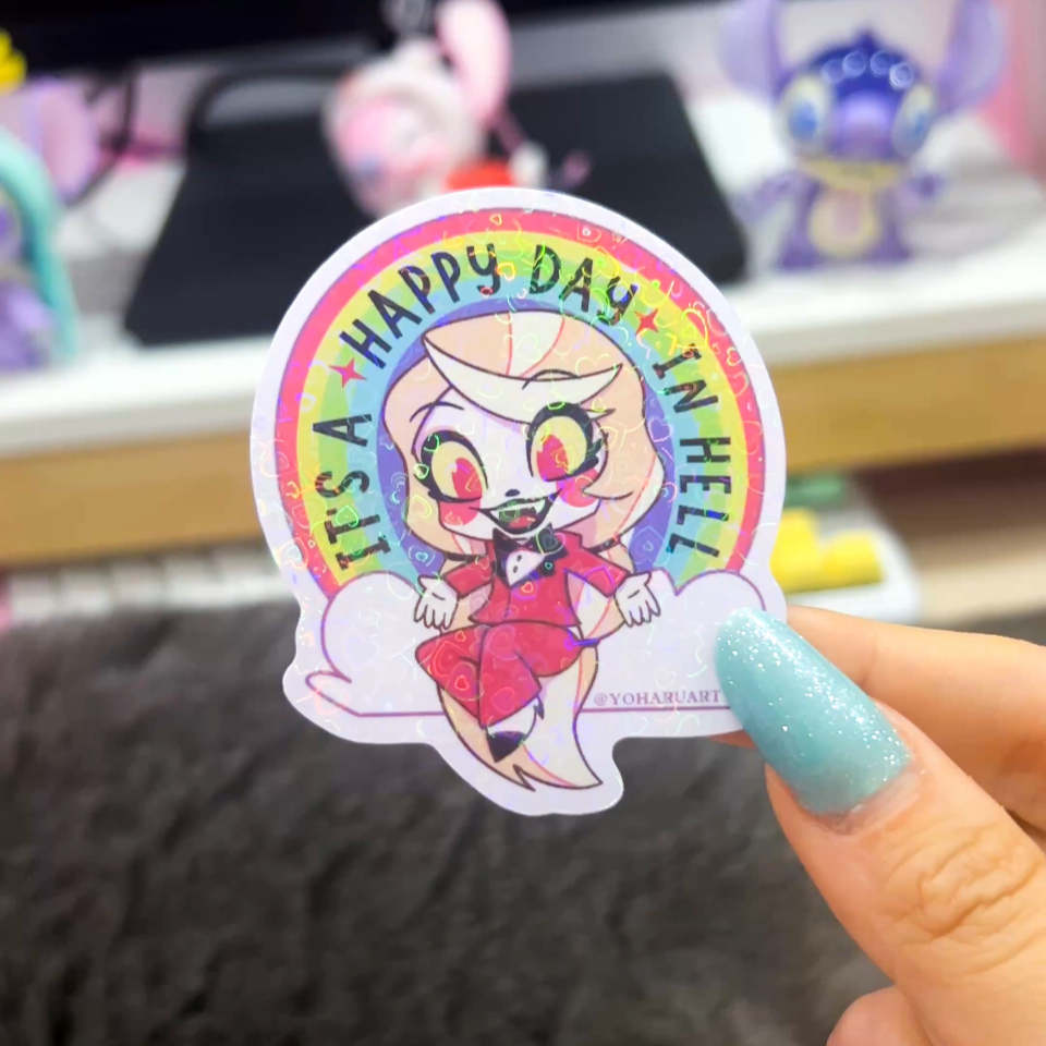 Hazbin Hotel Holographic Hearts Stickers