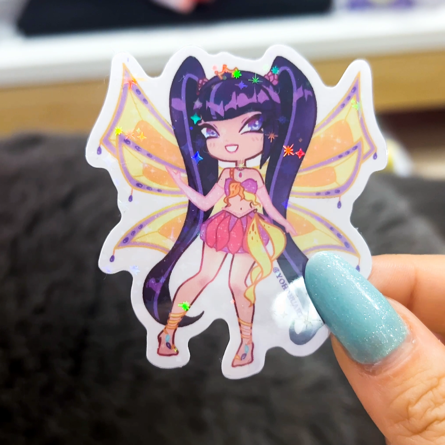 Chibi Winx/Trix Holographic Stars Stickers
