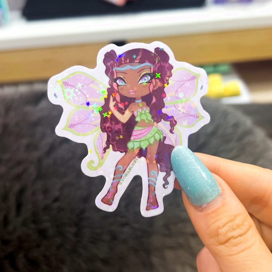 Chibi Winx/Trix Holographic Stars Stickers