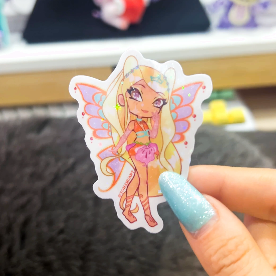 Chibi Winx/Trix Holographic Stars Stickers