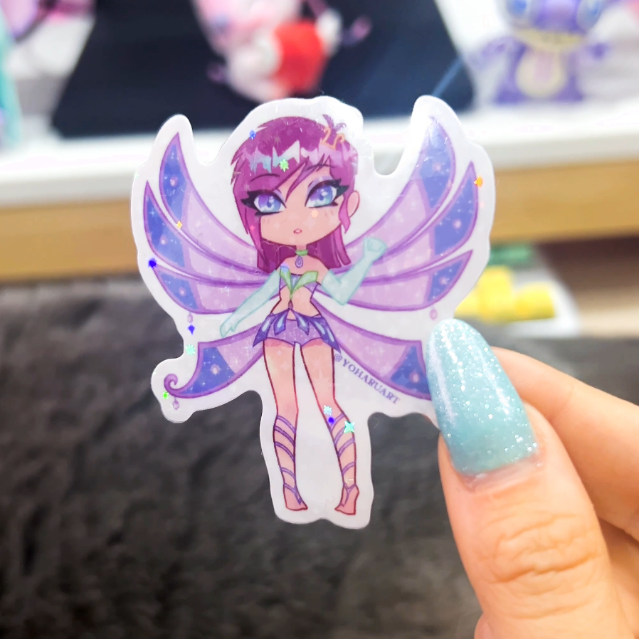 Chibi Winx/Trix Holographic Stars Stickers