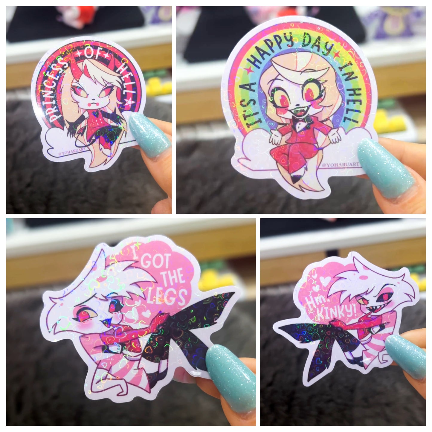 Hazbin Hotel Holographic Hearts Stickers