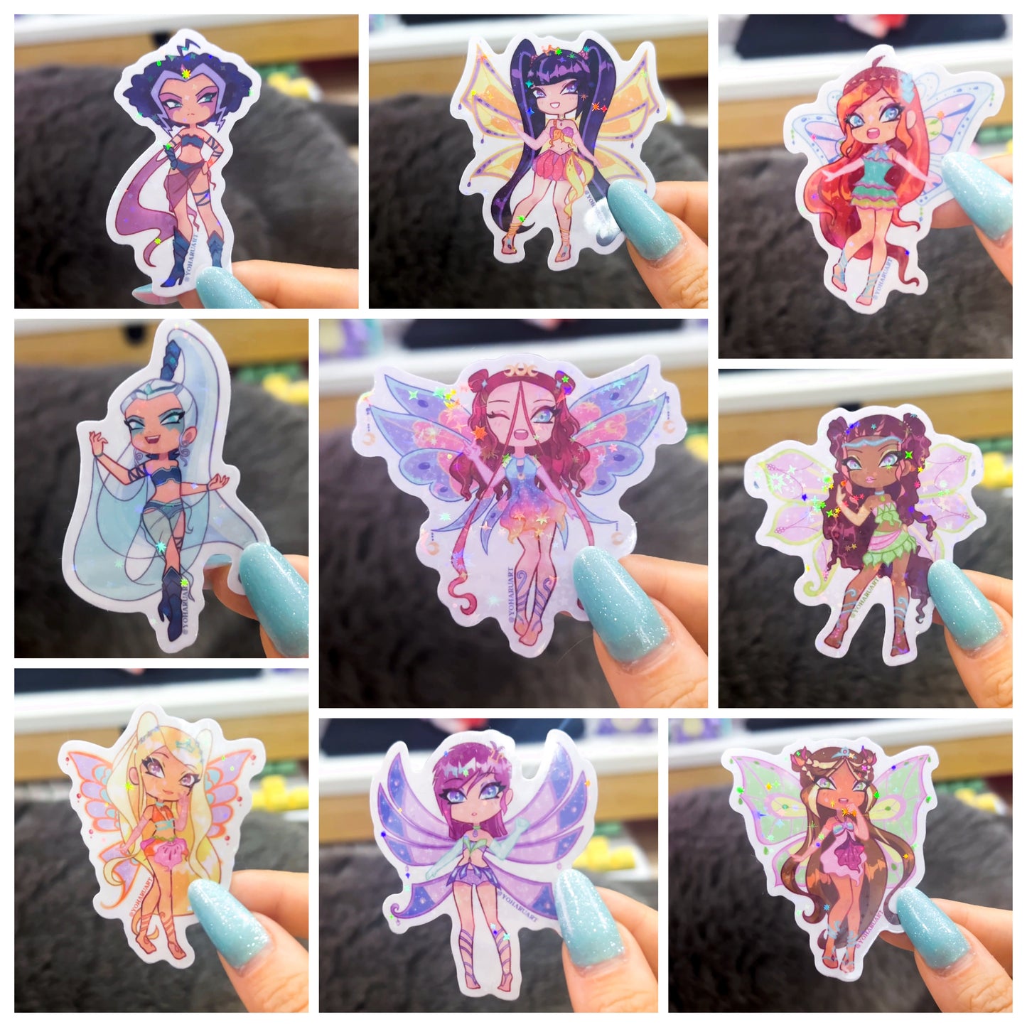 Chibi Winx/Trix Holographic Stars Stickers