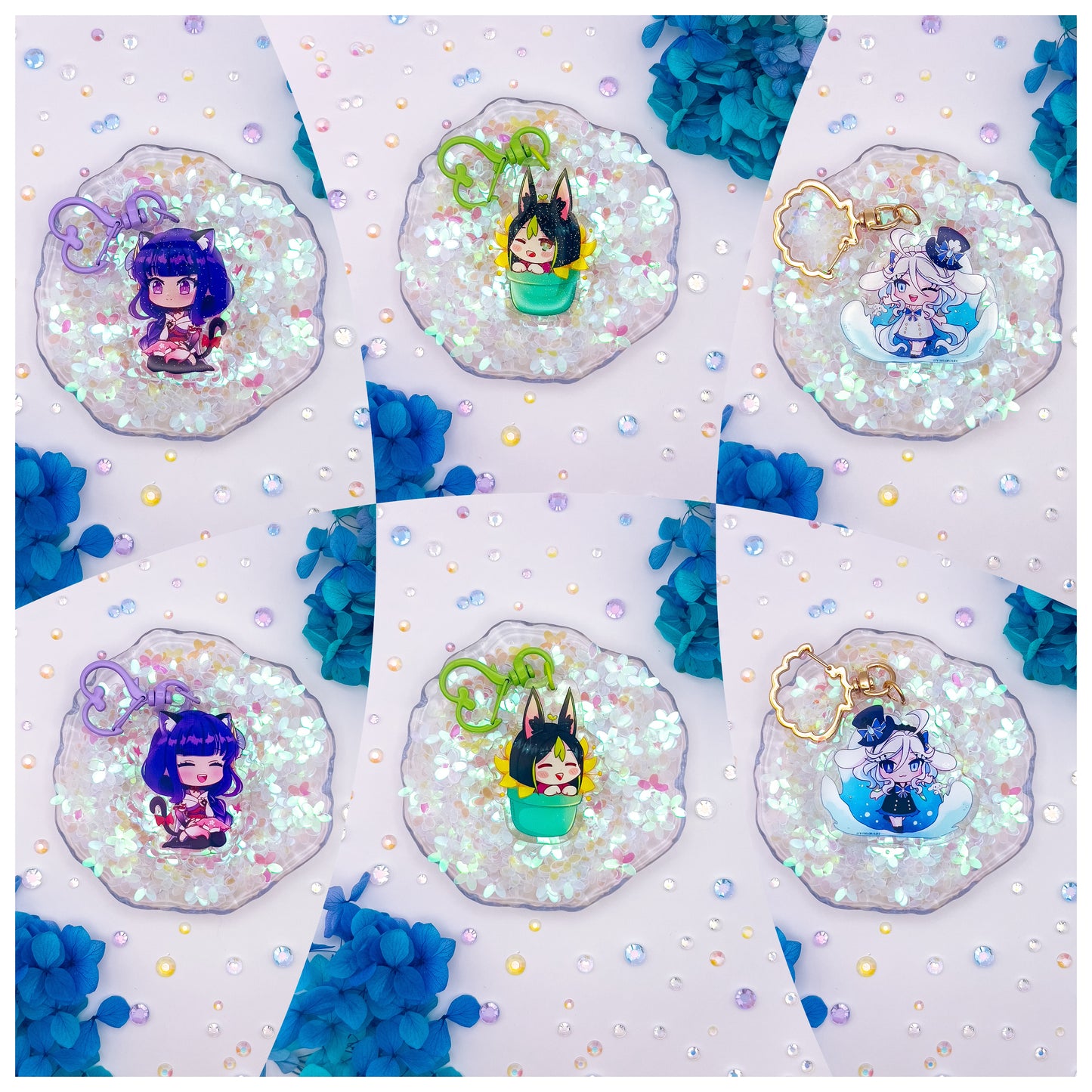 Genshin Impact Glitter Epoxy Acrylic Charms