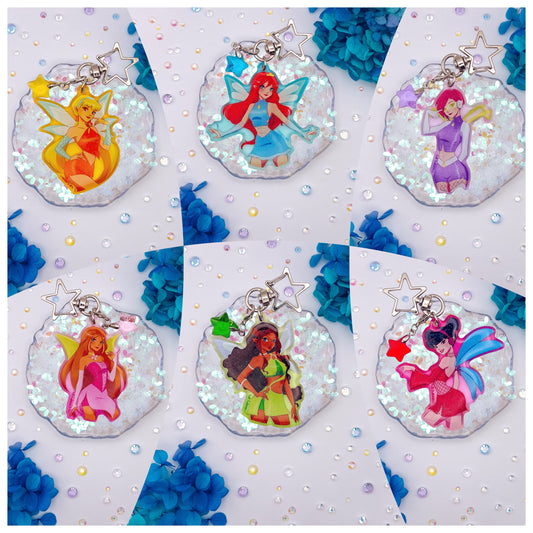 Magic Winx Glitter Epoxy Colored Acrylic Charms