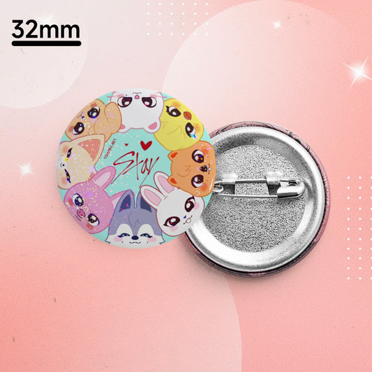 Stay SKZOO Holographic Stars Button Pin