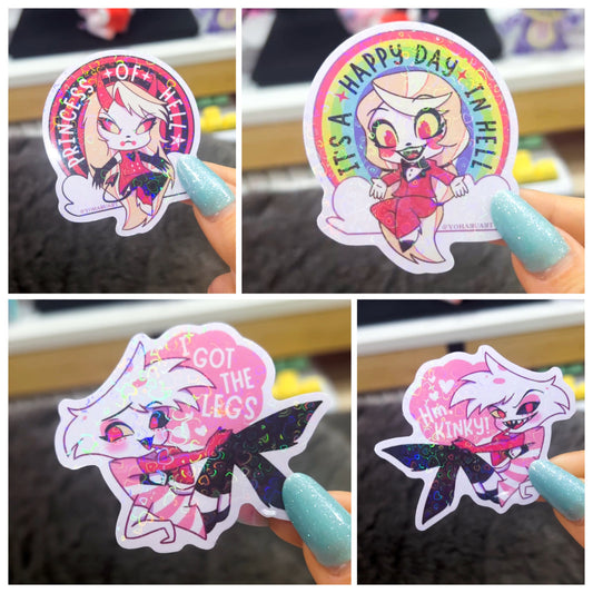Hazbin Hotel Holographic Hearts Stickers