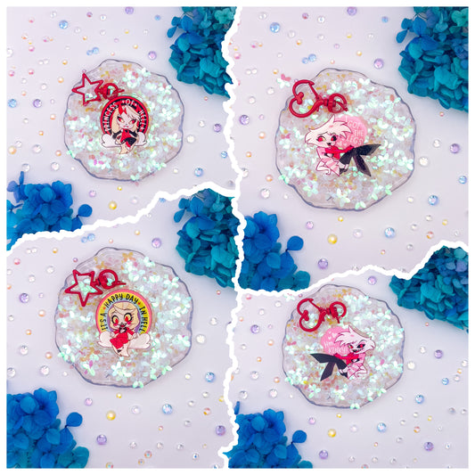 Hazbin Hotel Glitter Epoxy Acrylic Charm
